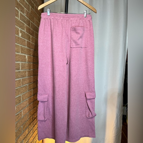 Halara Mid Rise Drawstring Pockets Wide Leg Cargo Casual Pants Wild Rose -L - Picture 6 of 8